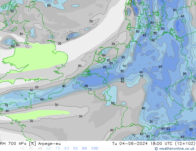 RV 700 hPa Arpege-eu di 04.06.2024 18 UTC