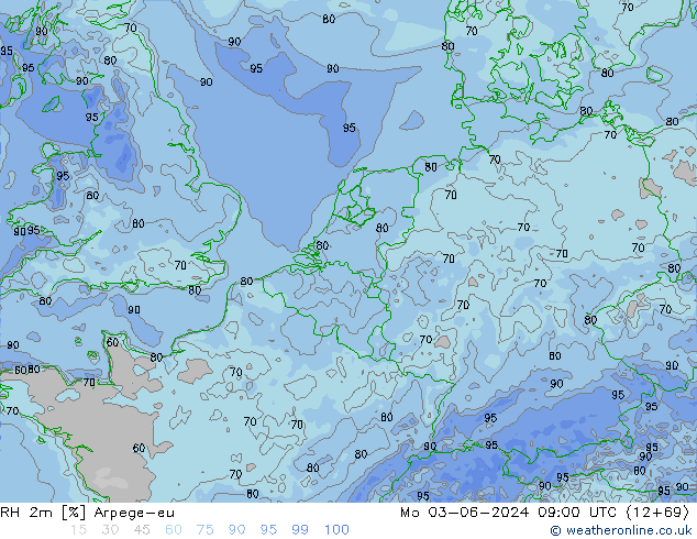 RH 2m Arpege-eu  03.06.2024 09 UTC