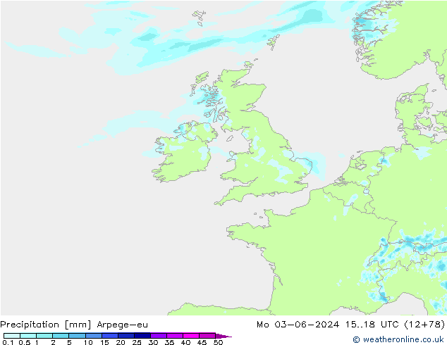 Précipitation Arpege-eu lun 03.06.2024 18 UTC