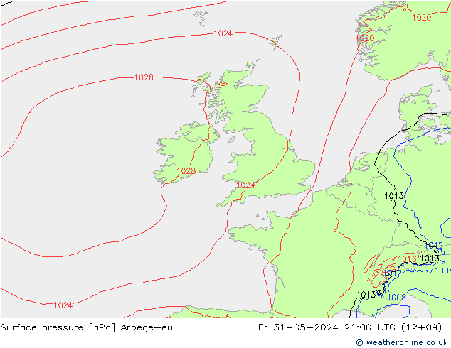 Yer basıncı Arpege-eu Cu 31.05.2024 21 UTC