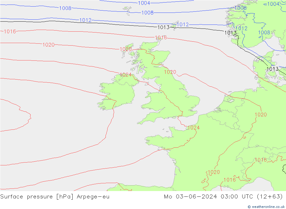 Bodendruck Arpege-eu Mo 03.06.2024 03 UTC