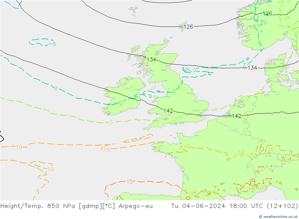 Height/Temp. 850 hPa Arpege-eu  04.06.2024 18 UTC