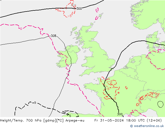 Height/Temp. 700 hPa Arpege-eu Fr 31.05.2024 18 UTC