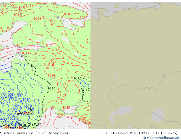 Surface pressure Arpege-eu Fr 31.05.2024 18 UTC