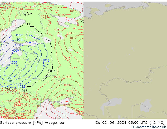 Yer basıncı Arpege-eu Paz 02.06.2024 06 UTC