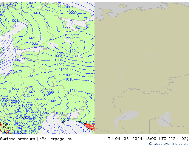 Luchtdruk (Grond) Arpege-eu di 04.06.2024 18 UTC