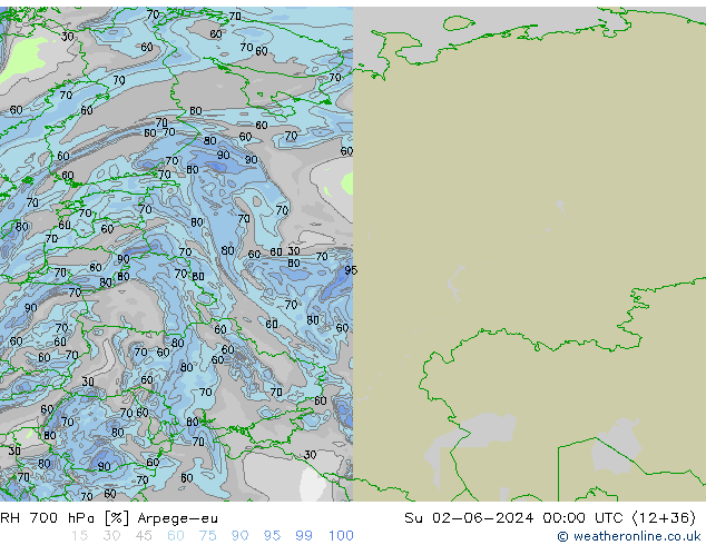 RV 700 hPa Arpege-eu zo 02.06.2024 00 UTC