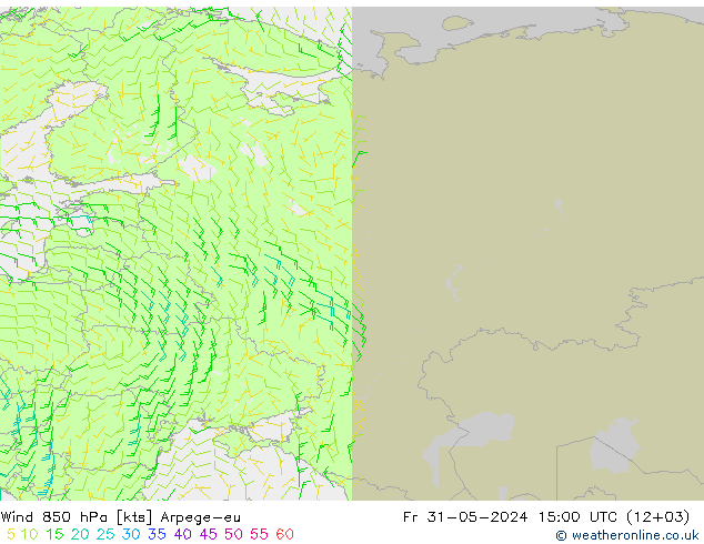 Wind 850 hPa Arpege-eu Fr 31.05.2024 15 UTC