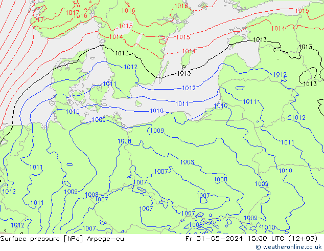 приземное давление Arpege-eu пт 31.05.2024 15 UTC