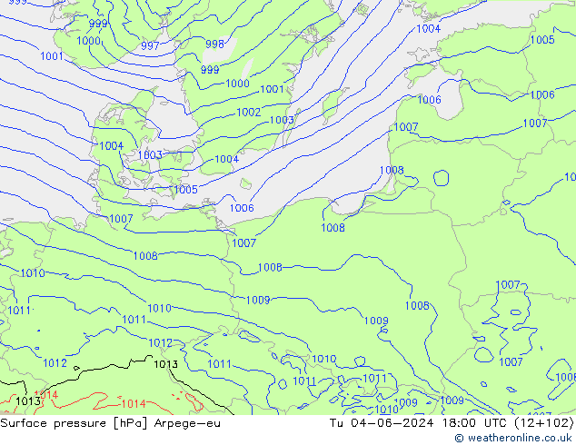 приземное давление Arpege-eu вт 04.06.2024 18 UTC