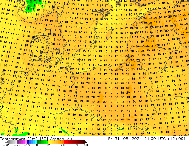 Temperature (2m) Arpege-eu Fr 31.05.2024 21 UTC