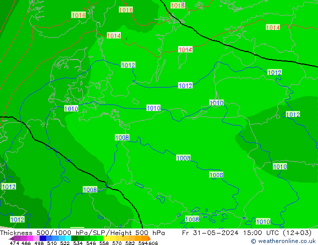 500-1000 hPa Kalınlığı Arpege-eu Cu 31.05.2024 15 UTC