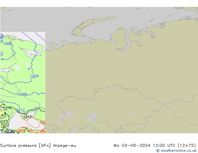 Surface pressure Arpege-eu Mo 03.06.2024 12 UTC