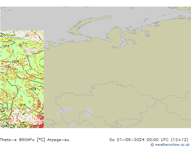 Theta-e 850hPa Arpege-eu sáb 01.06.2024 00 UTC