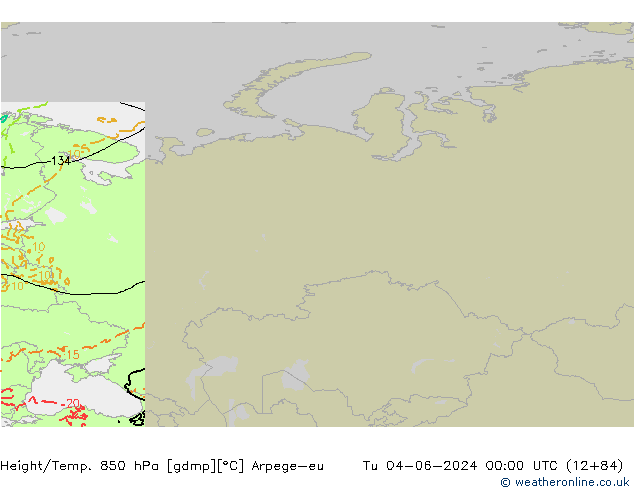 Height/Temp. 850 hPa Arpege-eu Tu 04.06.2024 00 UTC