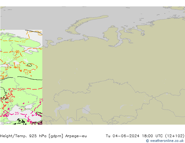 Height/Temp. 925 hPa Arpege-eu  04.06.2024 18 UTC