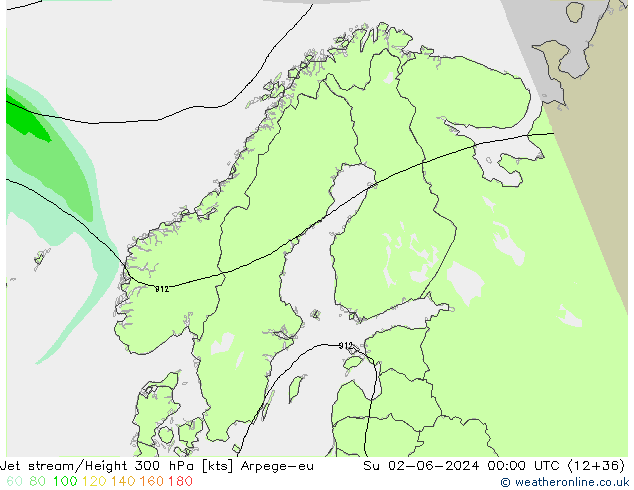 Jet stream/Height 300 hPa Arpege-eu Su 02.06.2024 00 UTC