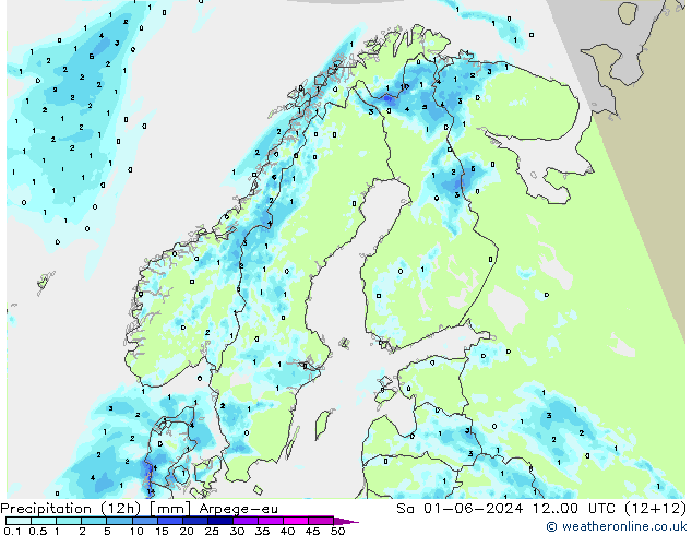 Precipitation (12h) Arpege-eu Sa 01.06.2024 00 UTC