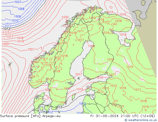 приземное давление Arpege-eu пт 31.05.2024 21 UTC