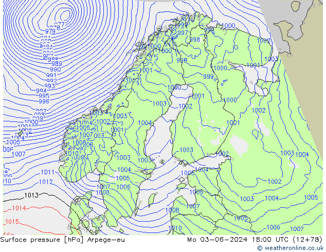 Bodendruck Arpege-eu Mo 03.06.2024 18 UTC