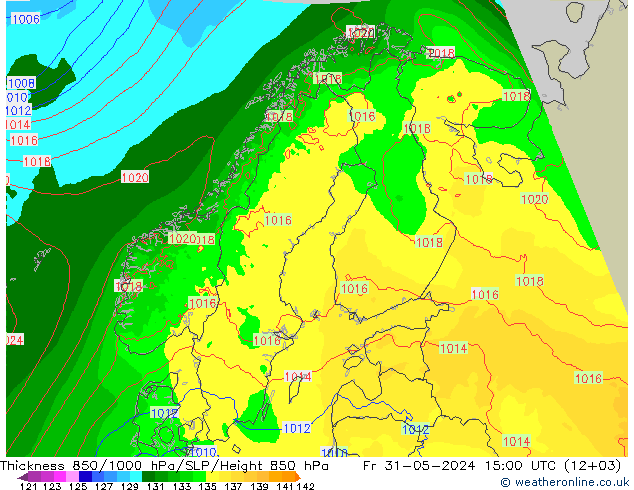 Thck 850-1000 hPa Arpege-eu  31.05.2024 15 UTC