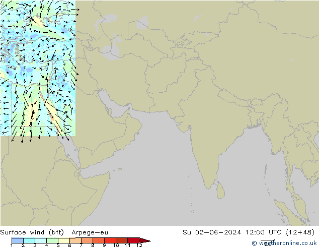  10 m (bft) Arpege-eu  02.06.2024 12 UTC