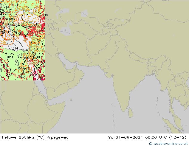 Theta-e 850гПа Arpege-eu сб 01.06.2024 00 UTC