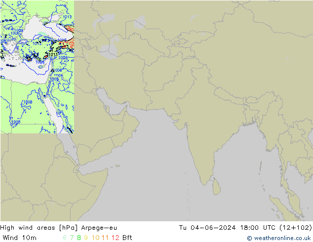 High wind areas Arpege-eu Tu 04.06.2024 18 UTC