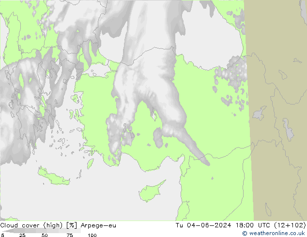 Bulutlar (yüksek) Arpege-eu Sa 04.06.2024 18 UTC