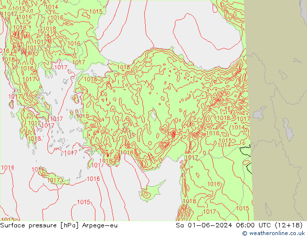 приземное давление Arpege-eu сб 01.06.2024 06 UTC