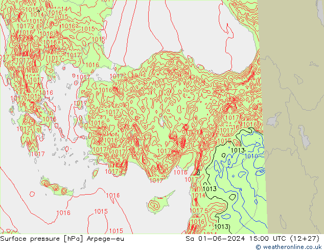 приземное давление Arpege-eu сб 01.06.2024 15 UTC