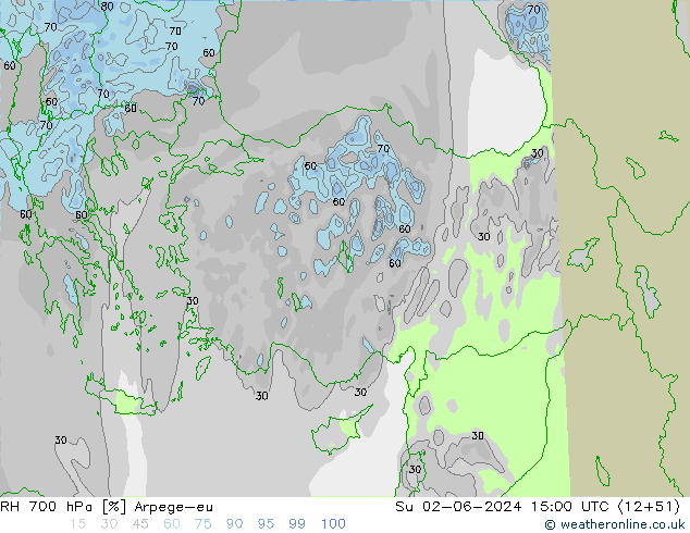 RH 700 hPa Arpege-eu Ne 02.06.2024 15 UTC