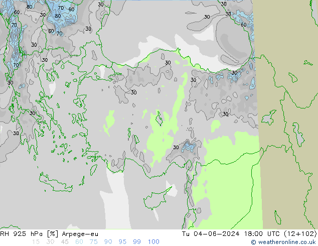 RH 925 hPa Arpege-eu  04.06.2024 18 UTC