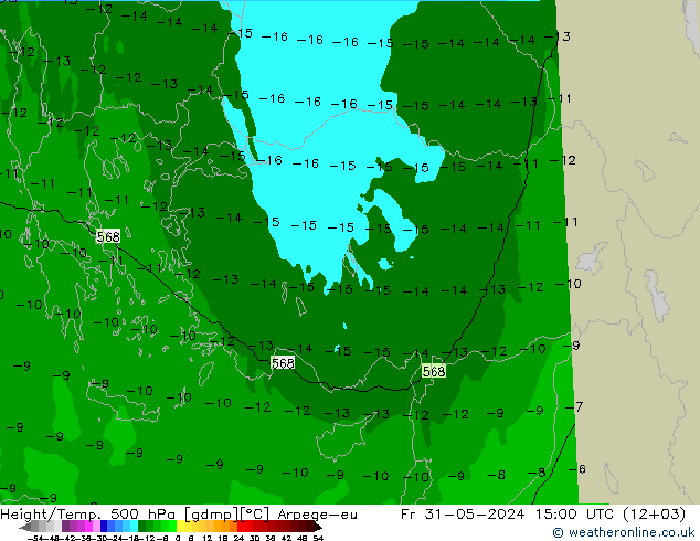 Height/Temp. 500 hPa Arpege-eu Fr 31.05.2024 15 UTC