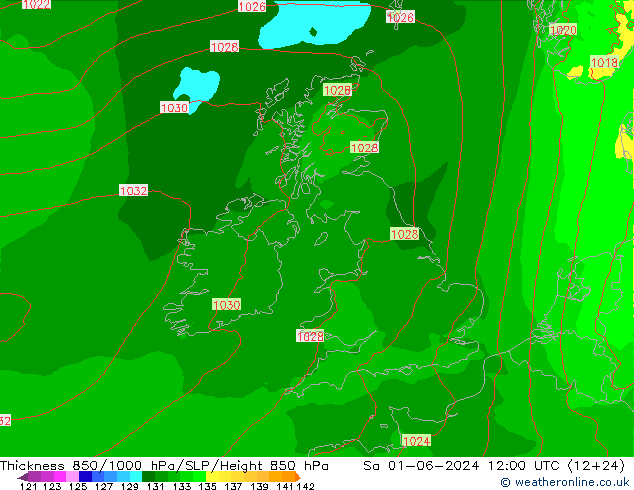 Thck 850-1000 hPa Arpege-eu  01.06.2024 12 UTC