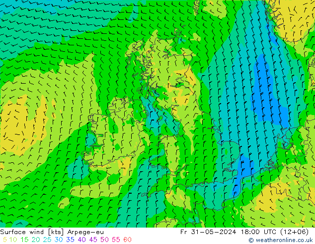 ветер 10 m Arpege-eu пт 31.05.2024 18 UTC