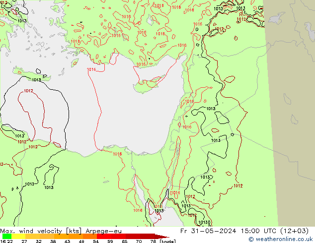 Max. wind velocity Arpege-eu Fr 31.05.2024 15 UTC