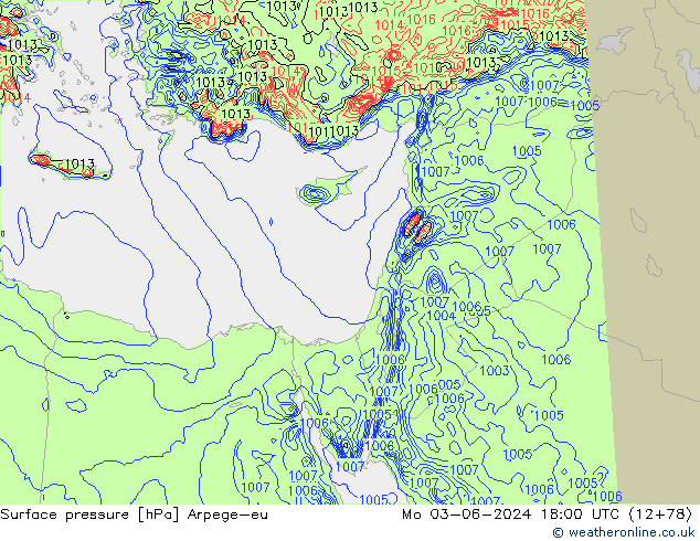 Luchtdruk (Grond) Arpege-eu ma 03.06.2024 18 UTC