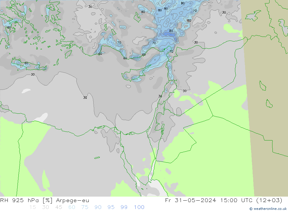 RH 925 гПа Arpege-eu пт 31.05.2024 15 UTC