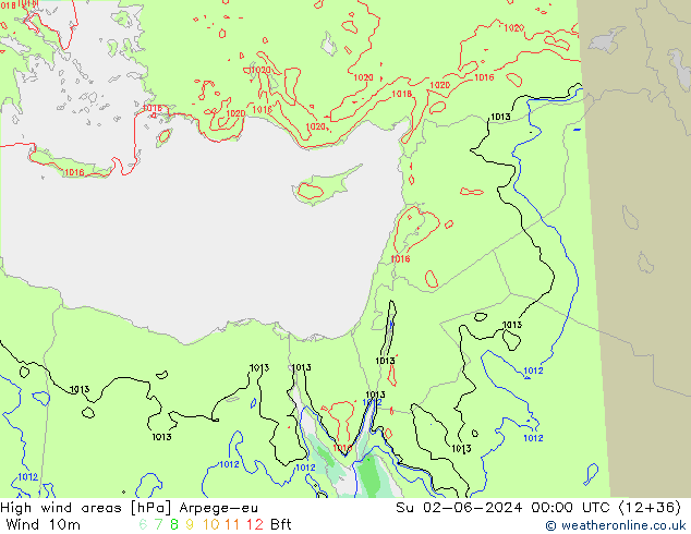High wind areas Arpege-eu Ne 02.06.2024 00 UTC