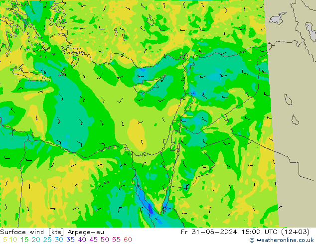 Surface wind Arpege-eu Fr 31.05.2024 15 UTC
