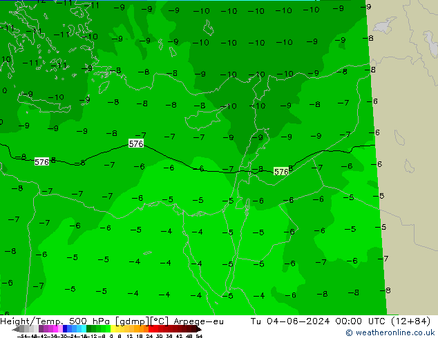 Height/Temp. 500 hPa Arpege-eu wto. 04.06.2024 00 UTC