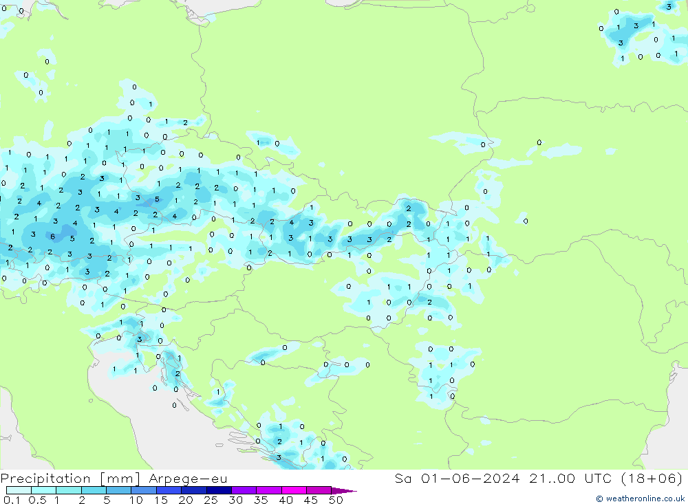 Precipitación Arpege-eu sáb 01.06.2024 00 UTC