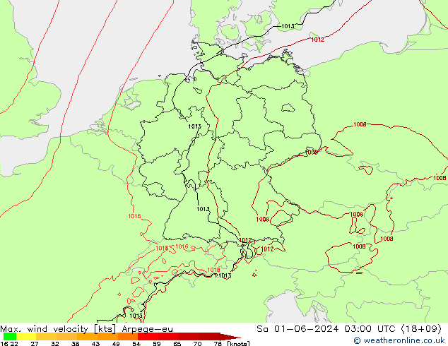 Maks. Rüzgar Hızı Arpege-eu Cts 01.06.2024 03 UTC