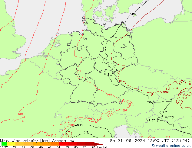 Maks. Rüzgar Hızı Arpege-eu Cts 01.06.2024 18 UTC