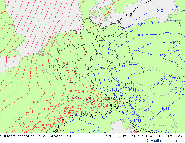 Luchtdruk (Grond) Arpege-eu za 01.06.2024 09 UTC