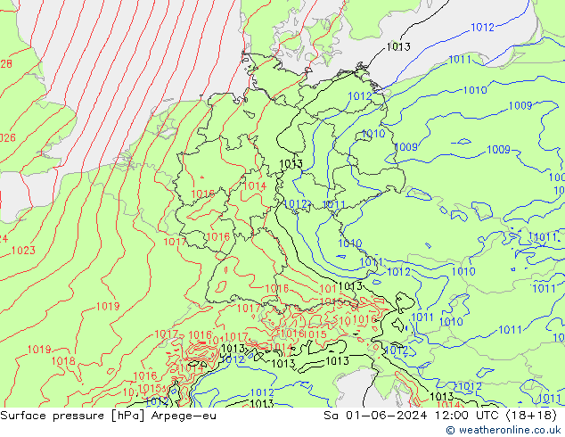 Surface pressure Arpege-eu Sa 01.06.2024 12 UTC