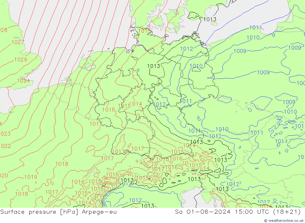 Luchtdruk (Grond) Arpege-eu za 01.06.2024 15 UTC