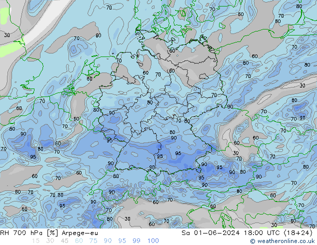 RV 700 hPa Arpege-eu za 01.06.2024 18 UTC