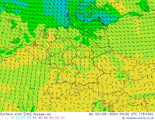 ветер 10 m Arpege-eu пн 03.06.2024 00 UTC